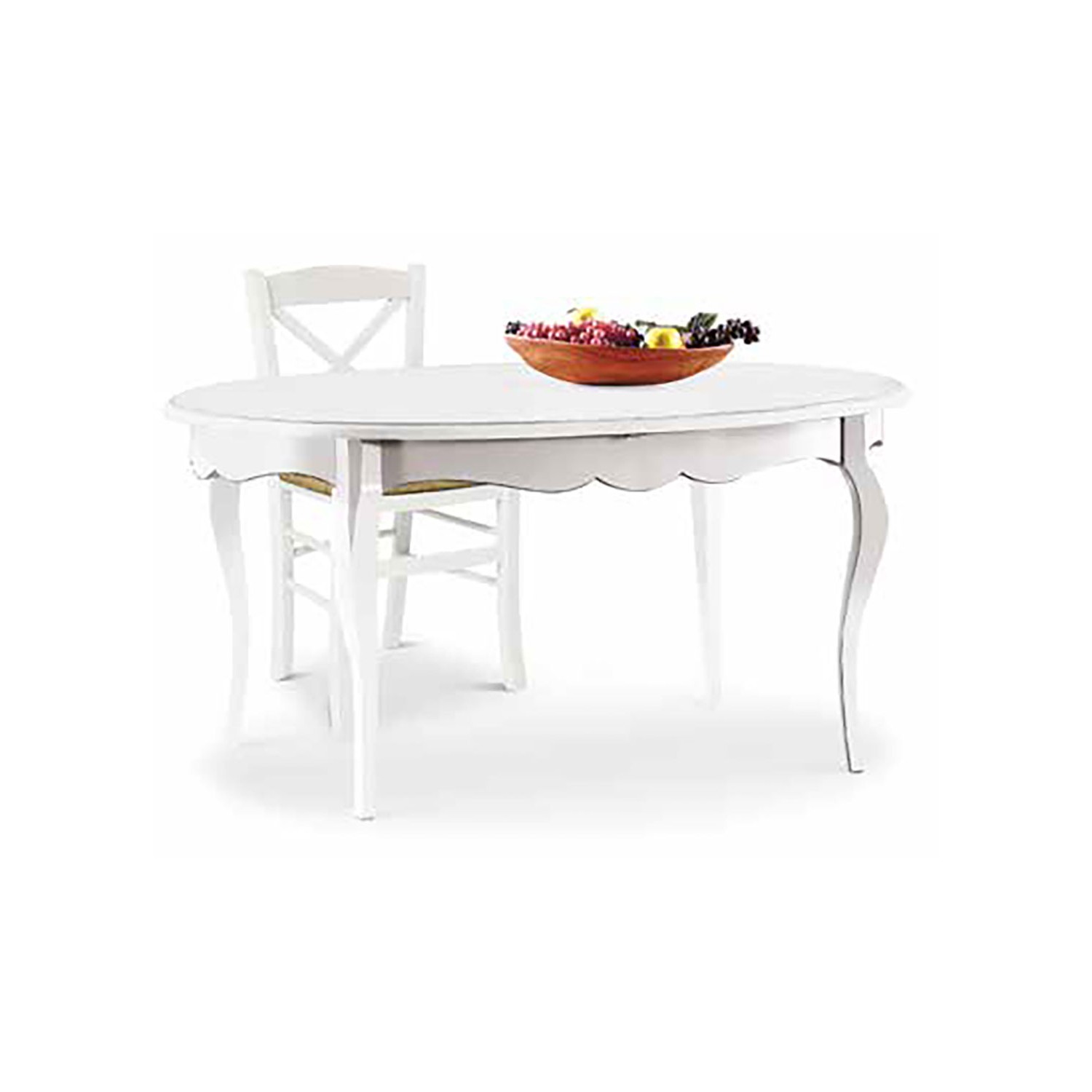 Sedia impagliata e tavolo allungabile ovale
