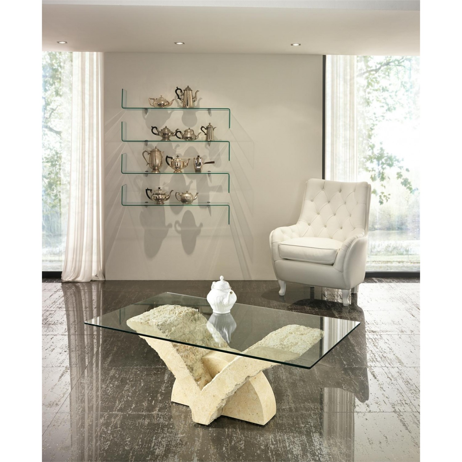 tavolino (120 x 70 - trasparente) stones papillon