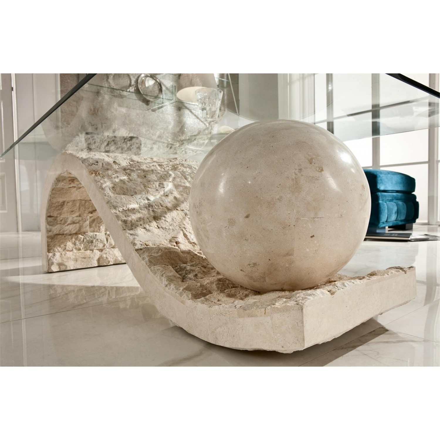 tavolino (120 x 70 - trasparente) stones onda