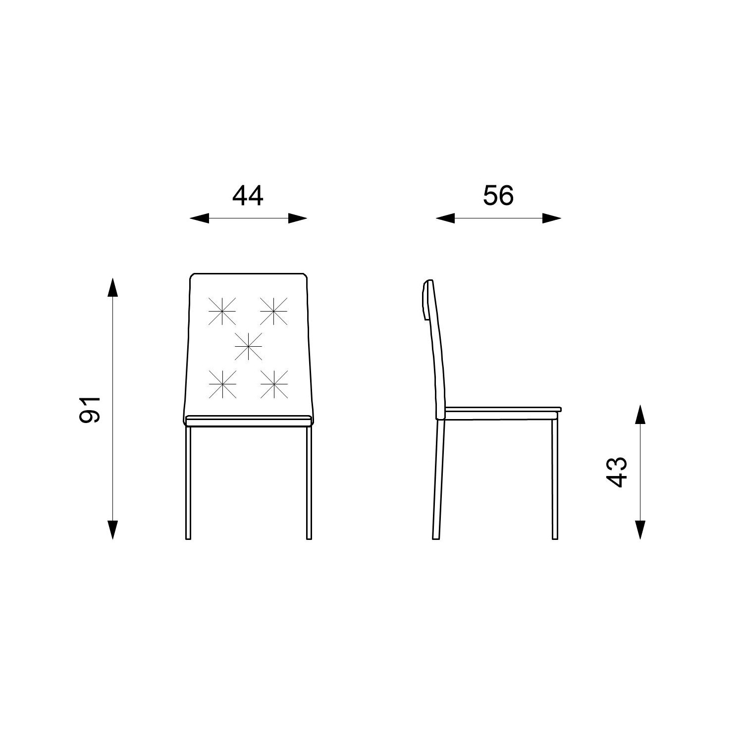 design twist sedia in tessuto wanda - set da 4