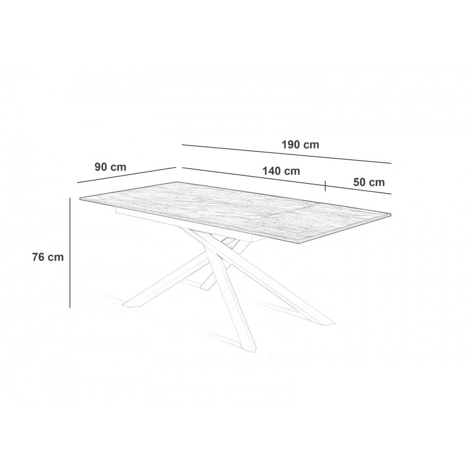 stones tavolo allungabile (140/190 x 90 cm) pulse