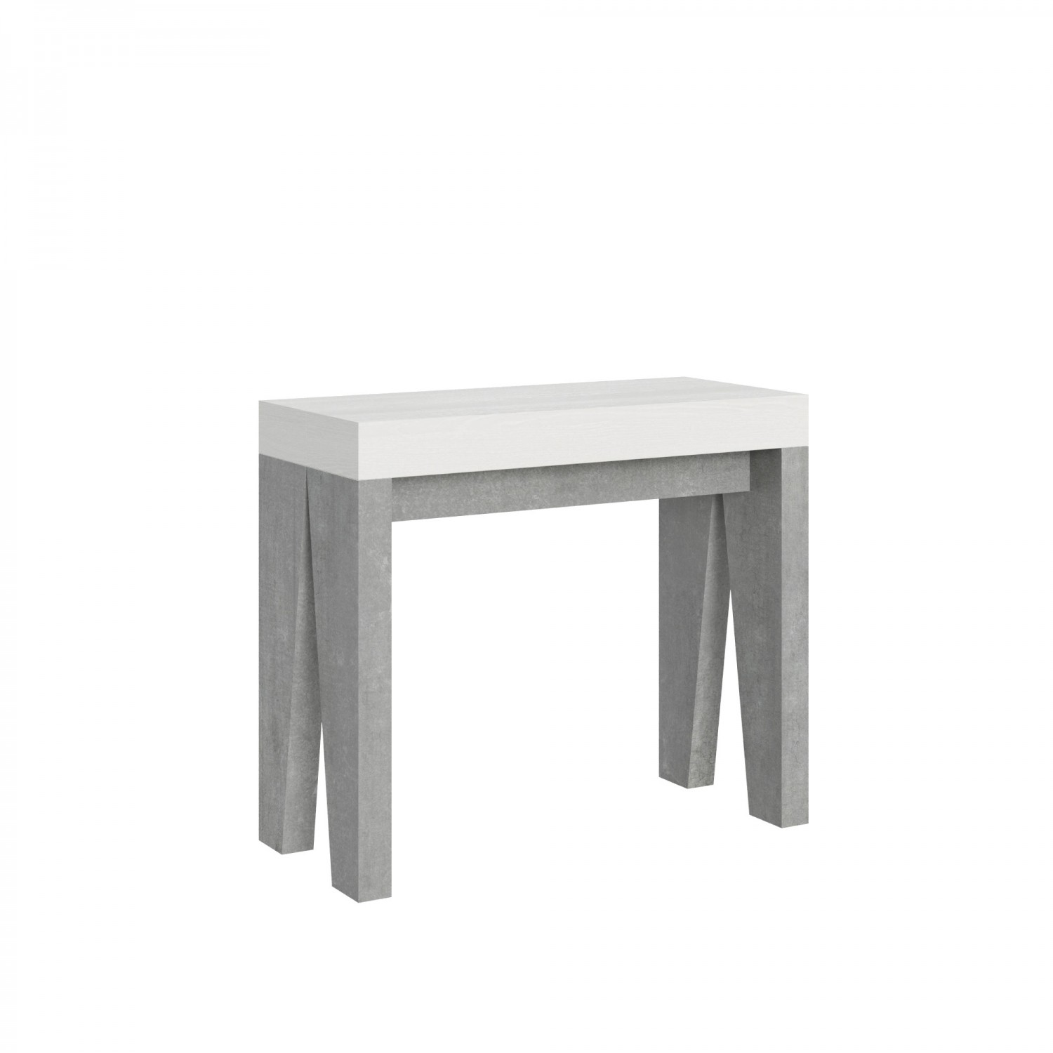 Itamoby Consolle allungabile 90x40/300 cm Naxy Mix piano Bianco Frassino - struttura Cemento