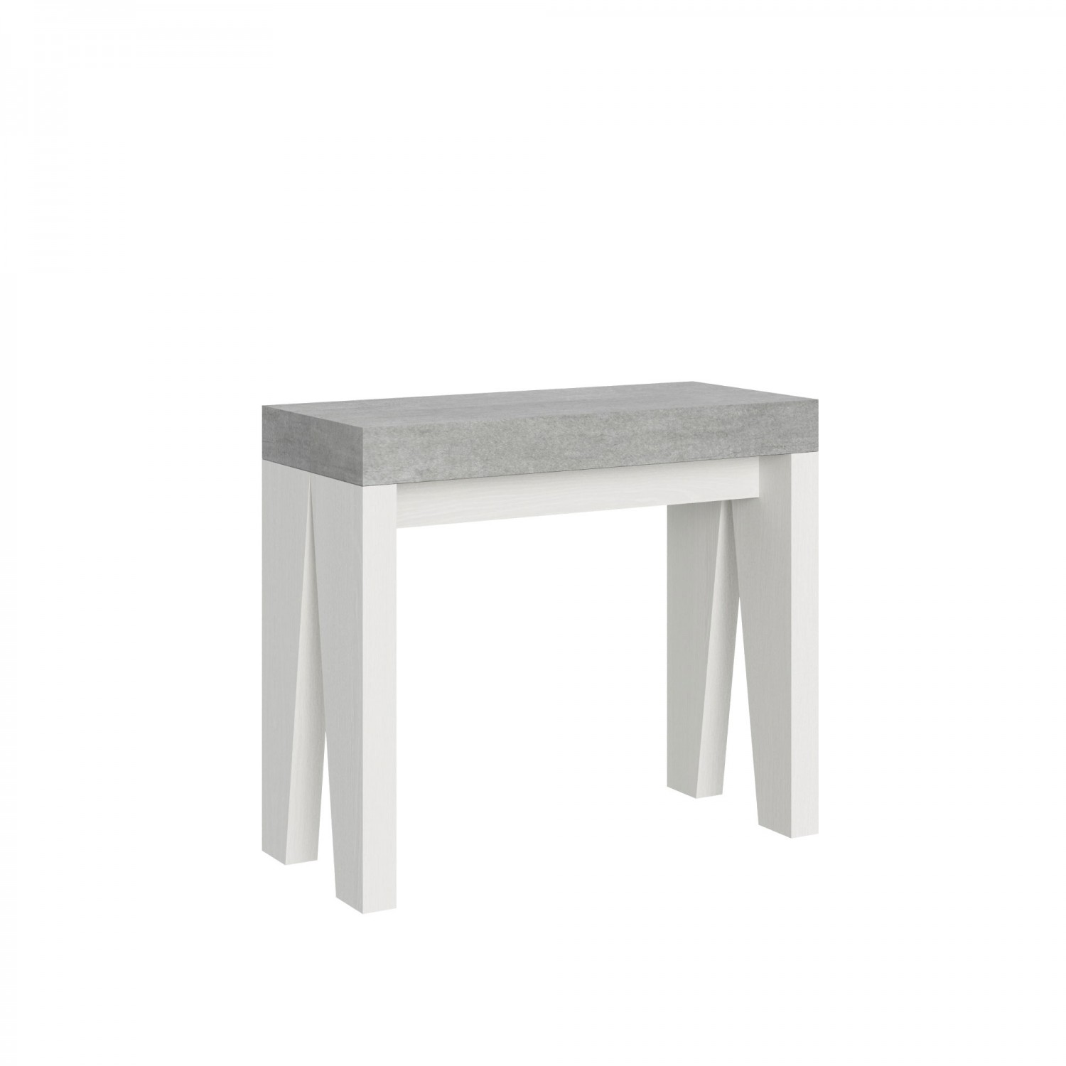 Itamoby Consolle allungabile 90x40/196 cm Naxy Mix Small piano Cemento - struttura Bianco Frassino