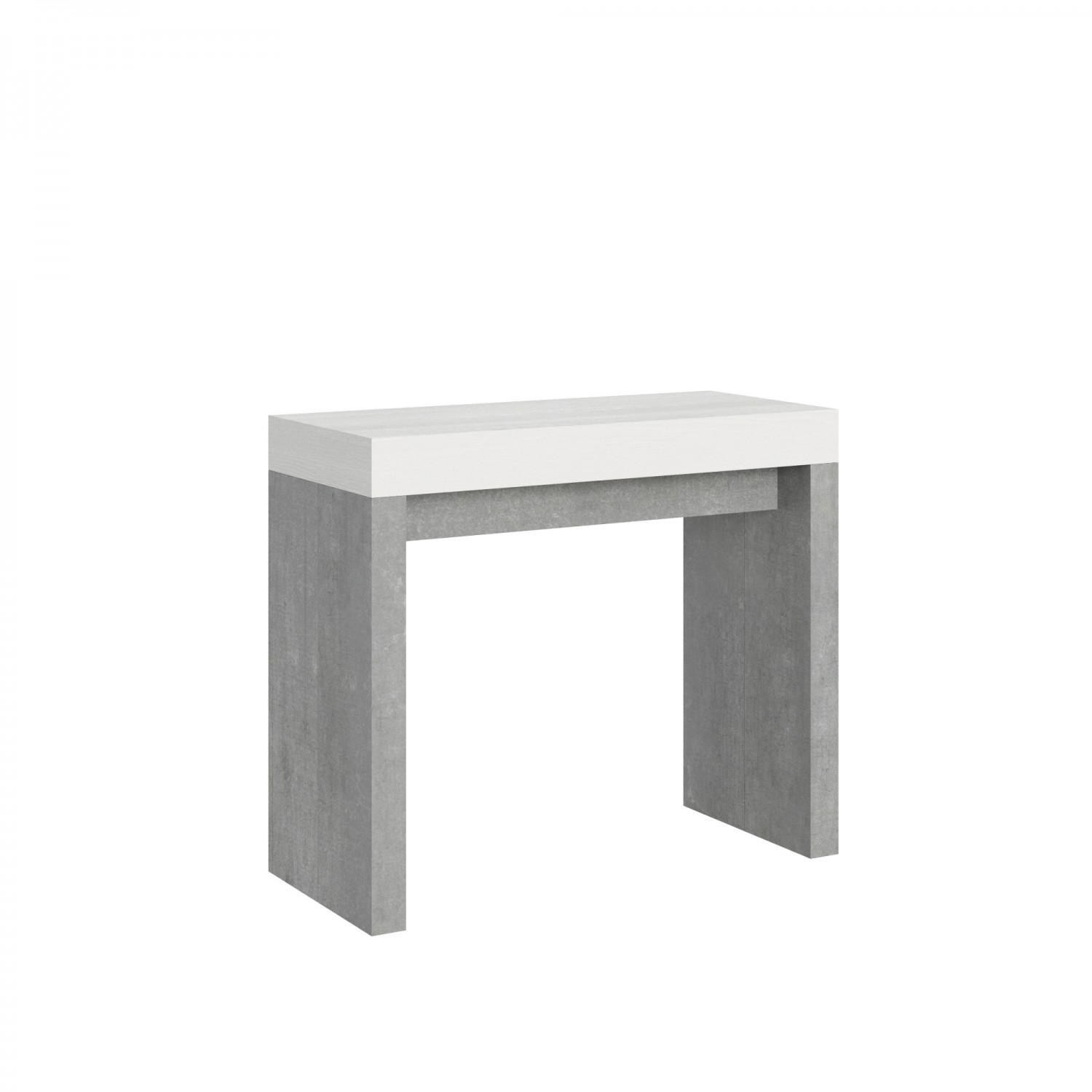 Itamoby Consolle allungabile 90x40/300 cm Roxell Mix piano Bianco Frassino - struttura Cemento