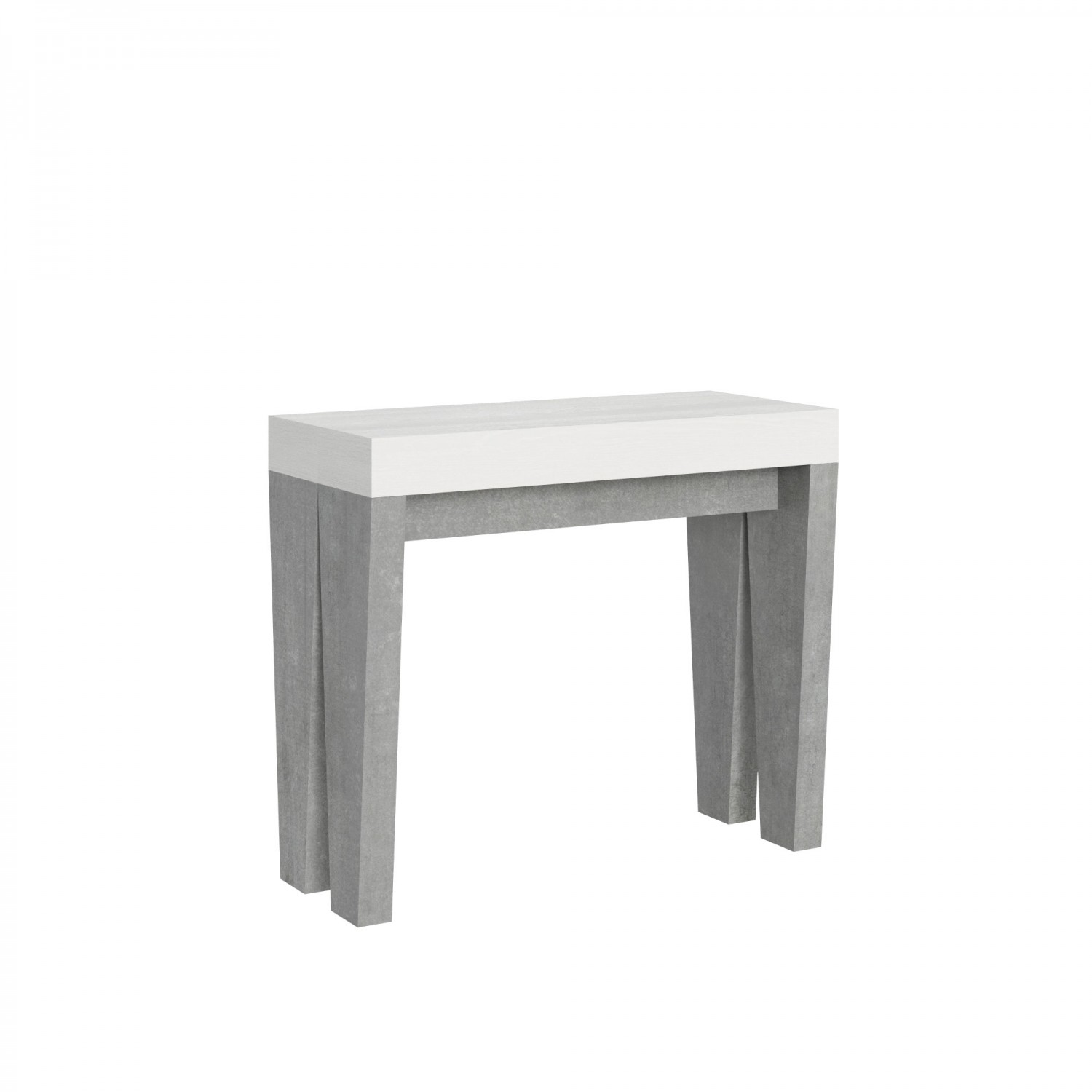 Itamoby Consolle allungabile 90x40/300 cm Spimbo Mix piano Bianco Frassino - struttura Cemento
