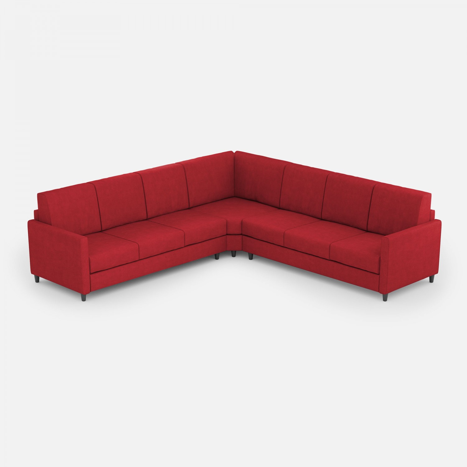 Ityhome Divano Karay 3 posti  (tre sedute da 60cm) + angolo + divano 3 posti (tre sedute da 60cm) misure esterne L.281x281 colore rosso