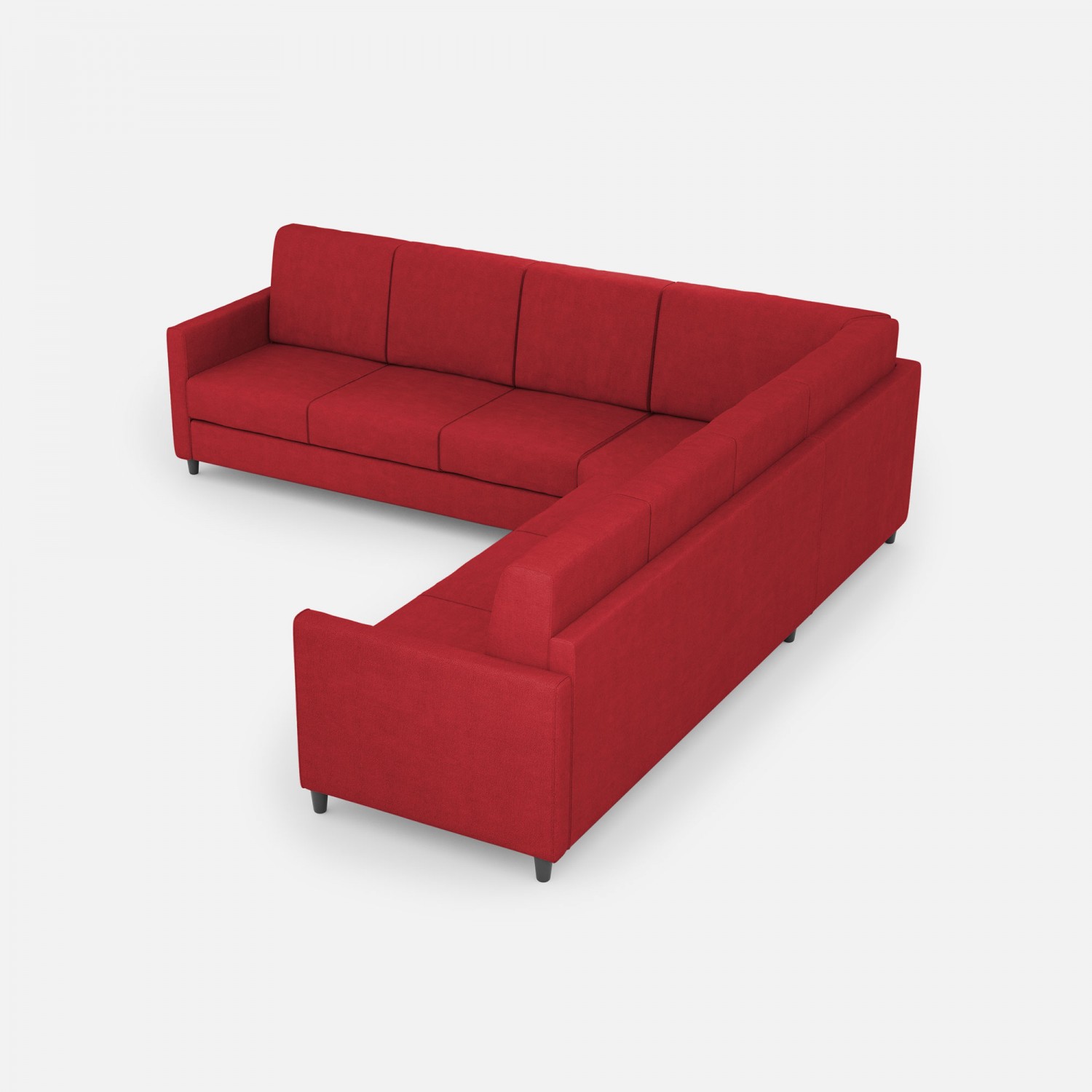 Ityhome Divano Karay 3 posti  (tre sedute da 60cm) + angolo + divano 3 posti (tre sedute da 60cm) misure esterne L.281x281 colore rosso