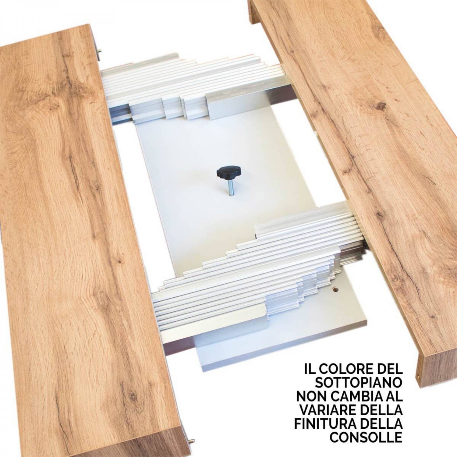 Itamoby Consolle allungabile 90x40/300 cm Karamay Bianco Frassino telaio Antracite